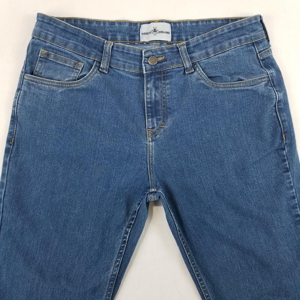 Madcap England Jeans Womens 32 Blue Flare Jeans Chewed Hem Denim - Picture 6 of 10